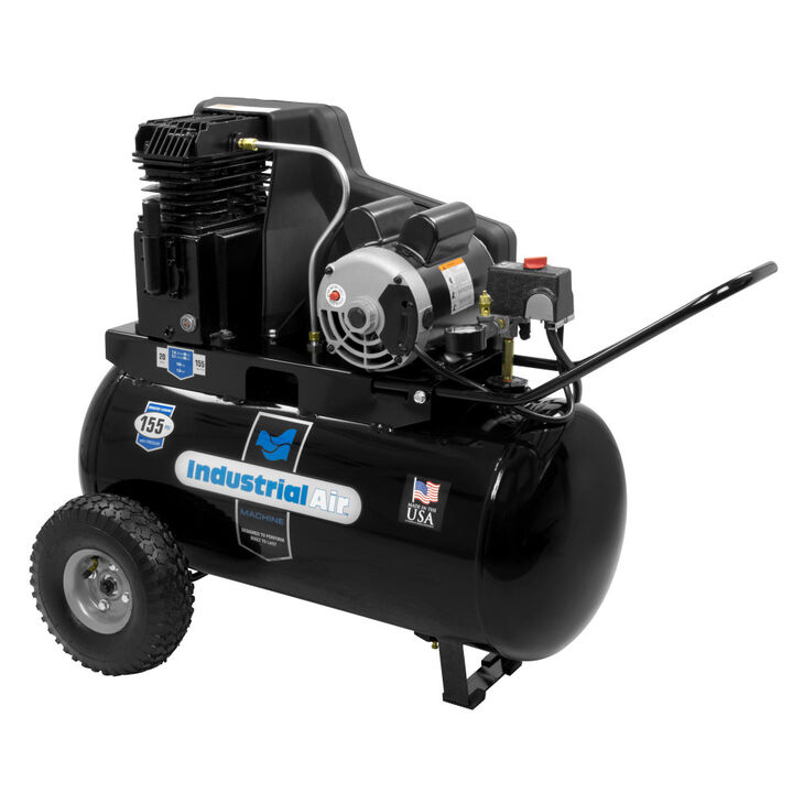 Industrial Air Compressor 1.9 HP Horizontal In Line Cast Iron Pump 20 Gallon, large image number 1