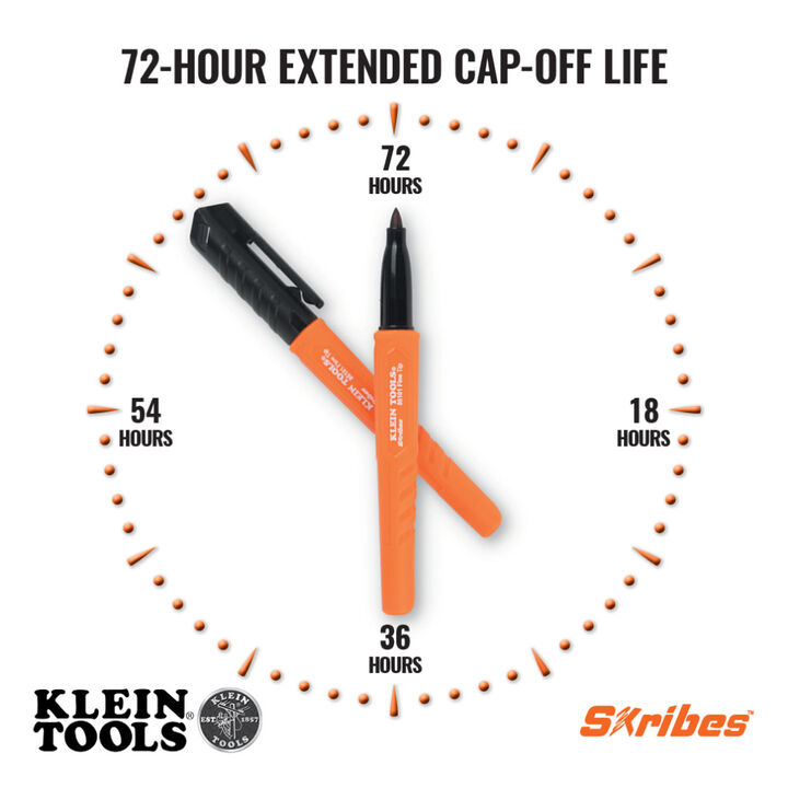 Klein Tools Skribes Fine Tip Permanent Marker, Black, 1-Pack, large image number 3