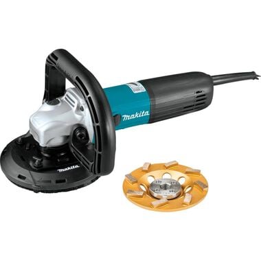 Makita 5in Concrete Planer with Dust Extraction Shroud & Diamond Cup Wheel