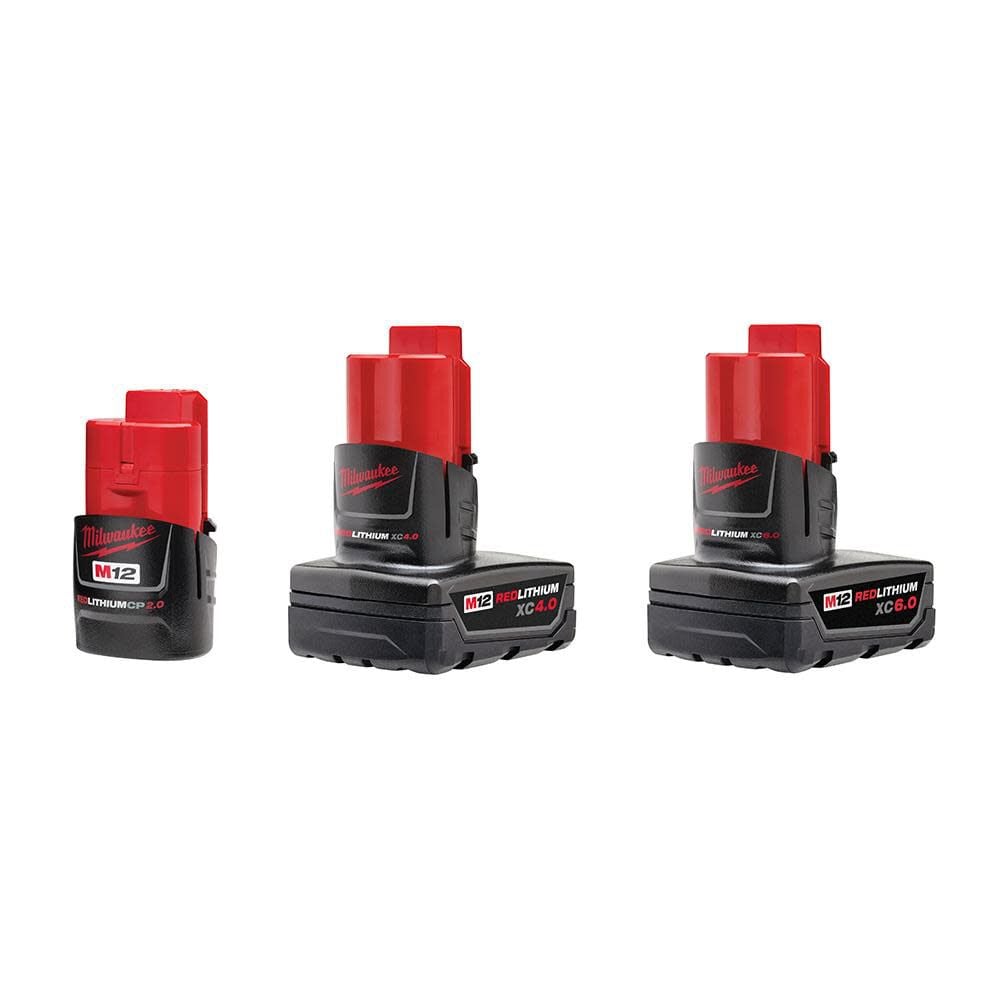 Milwaukee M12 REDLITHIUM 12V 2Ah/4Ah/6Ah Lithium Ion Power Tool Battery Pack (3 Pack) – 48-11-2464