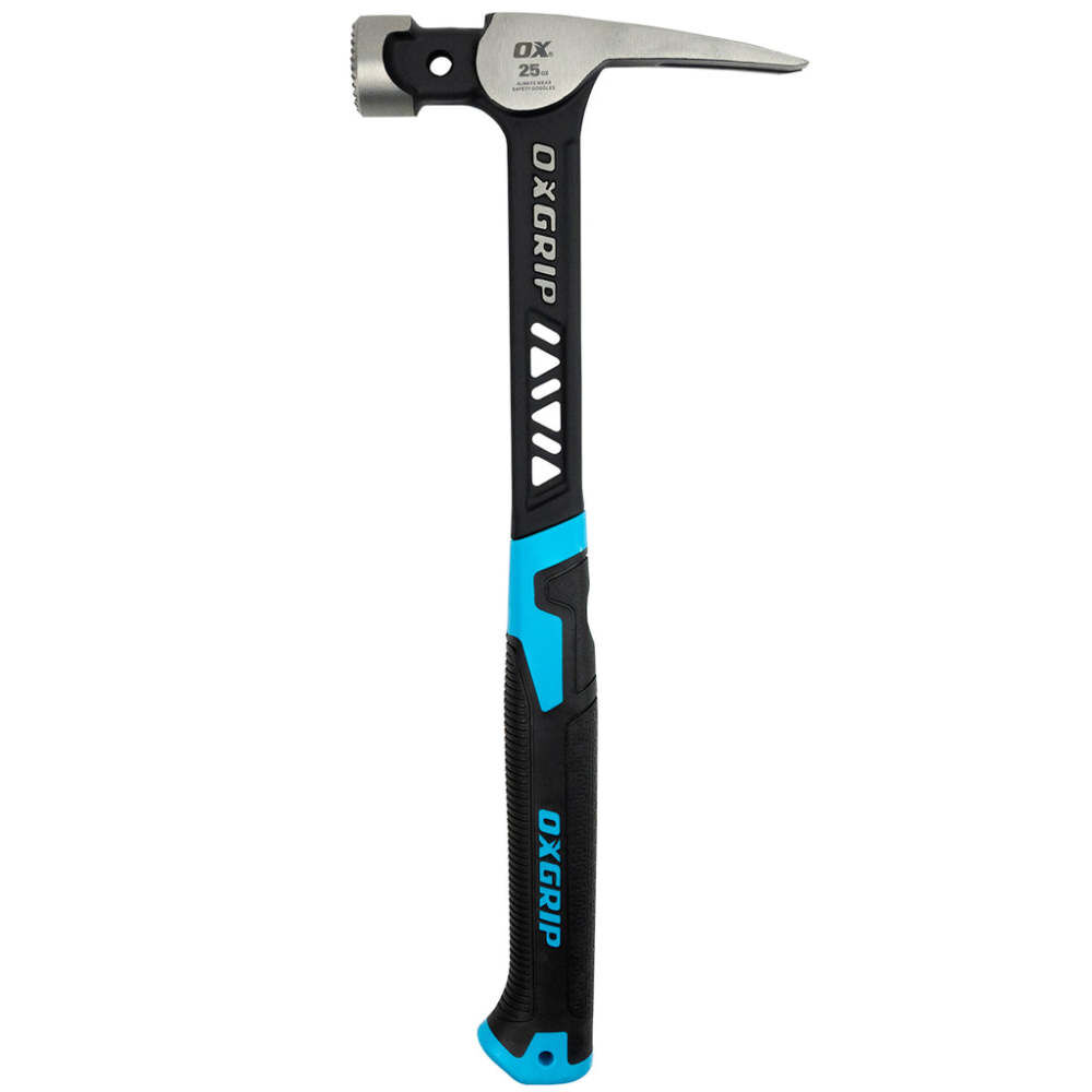 Ox Tools 25 Oz Steel Head Framing Hammer with Ergonomic Non-Slip Grip Handle, large image number 1