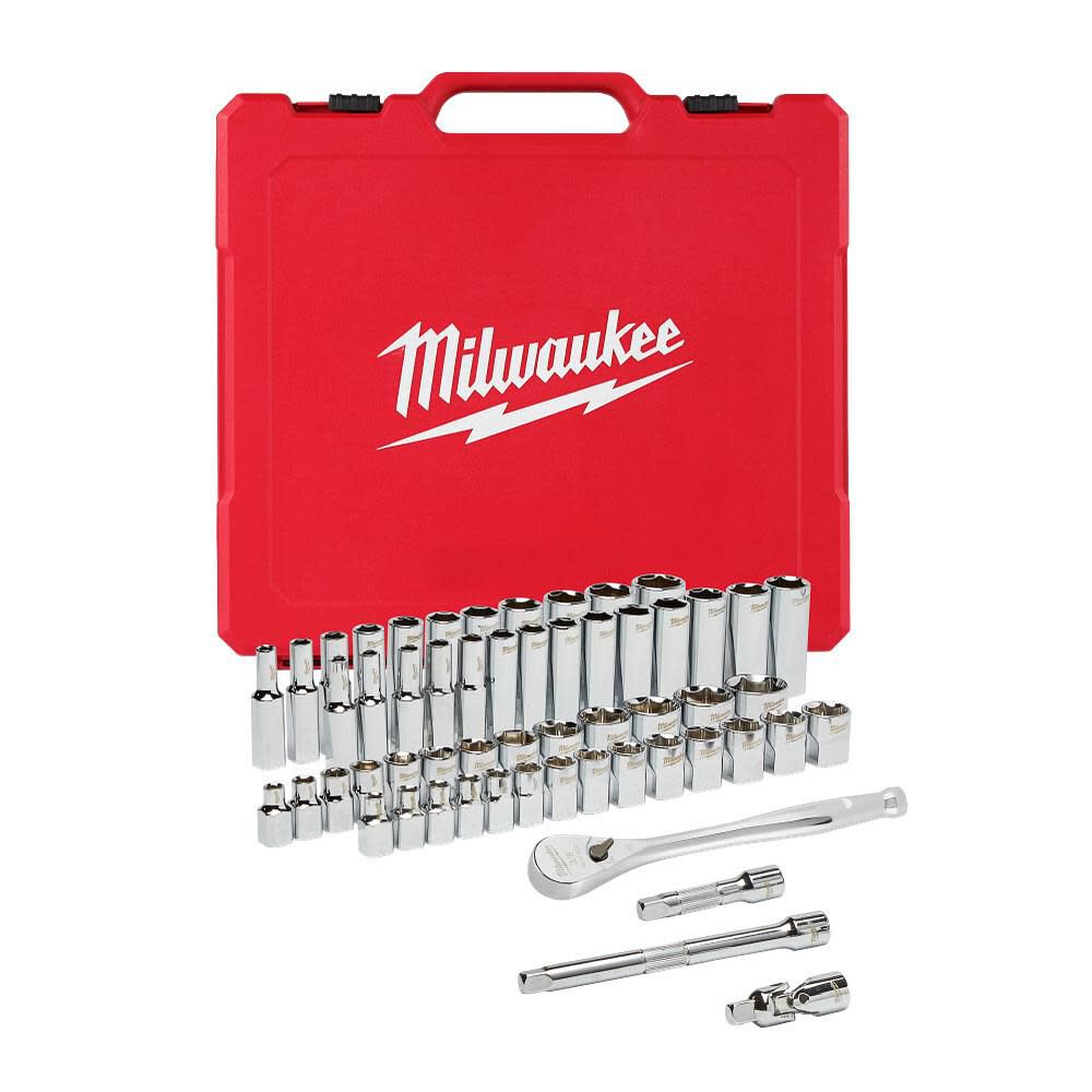 Milwaukee 3 8 In Drive 56 Pc Ratchet Socket Set Sae Metric 48 22 9008 - Image 12