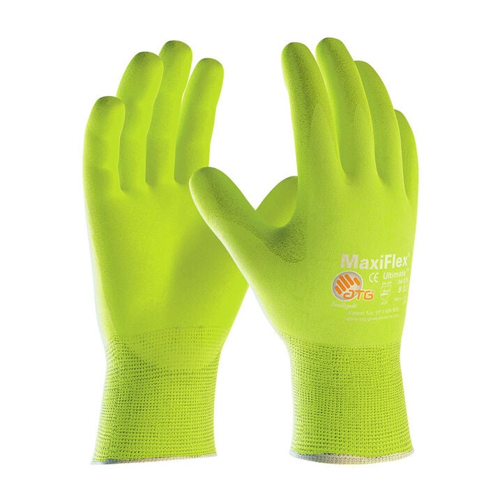 Protective Industrial Products Hi-Vis Yellow MaxiFlex Ultimate Nylon/Elastane Gloves XL 12 Pairs