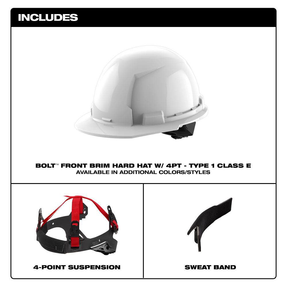 Milwaukee Blue Front Brim Hard Hat with 4pt Ratcheting Suspension Type 1 Class E & BOLT USB Cooling Fan Bundle, large image number 9