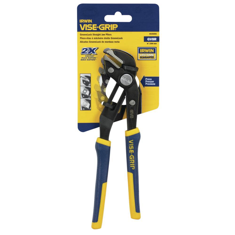 Irwin GrooveLock 8in Straight Jaw Pliers, large image number 4