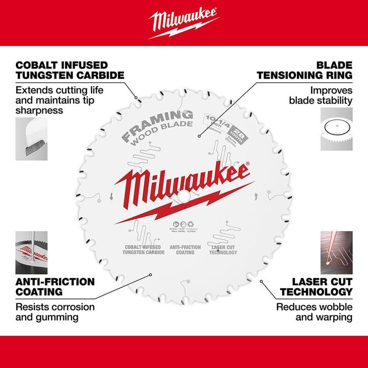 Milwaukee 10-1/4 in. 28T Framing Circular Saw Blade, large image number 3