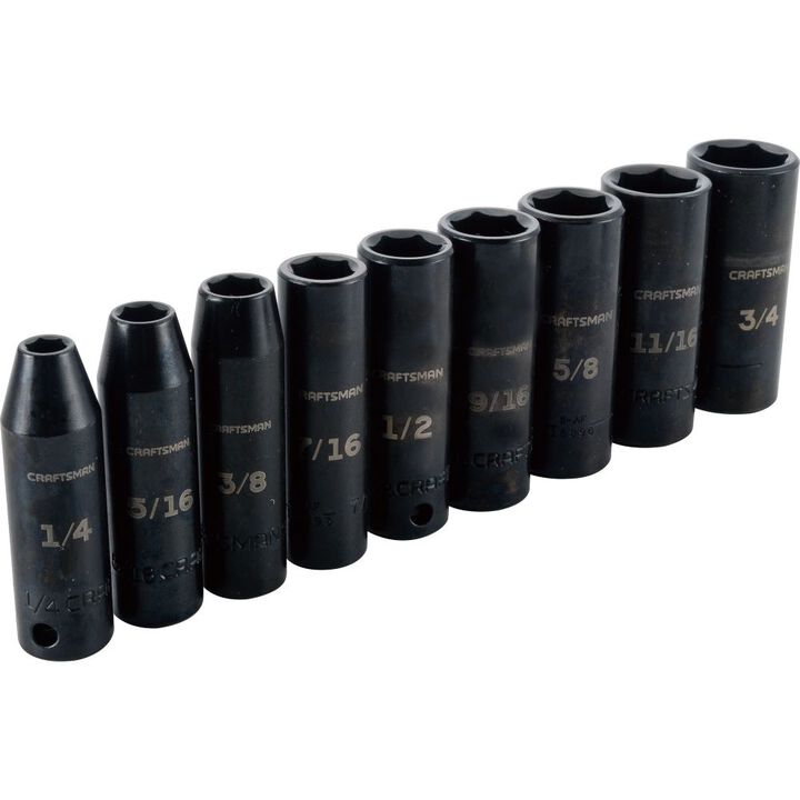 CRAFTSMAN 3/8 Inch SAE Deep Impact Socket Set, 9 Piece, large image number 0
