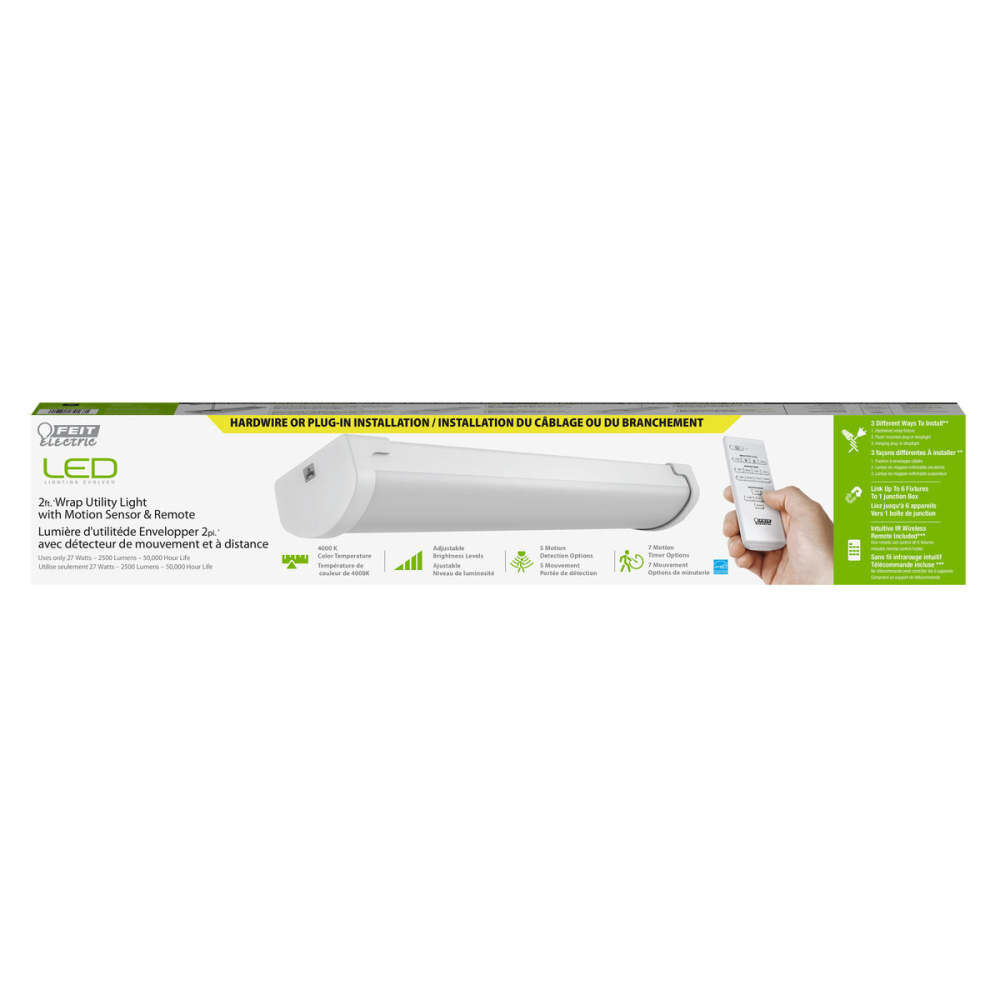 Feit Electric 2 Ft. 27W 2500 Lumens LED Wrap Utility Light with Sensor and Remote White, large image number 3