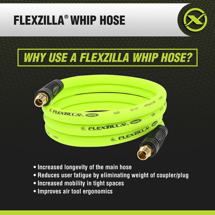 Flexzilla 1/2 Inch x 8ft ZillaGreen Whip Air Hose, large image number 5