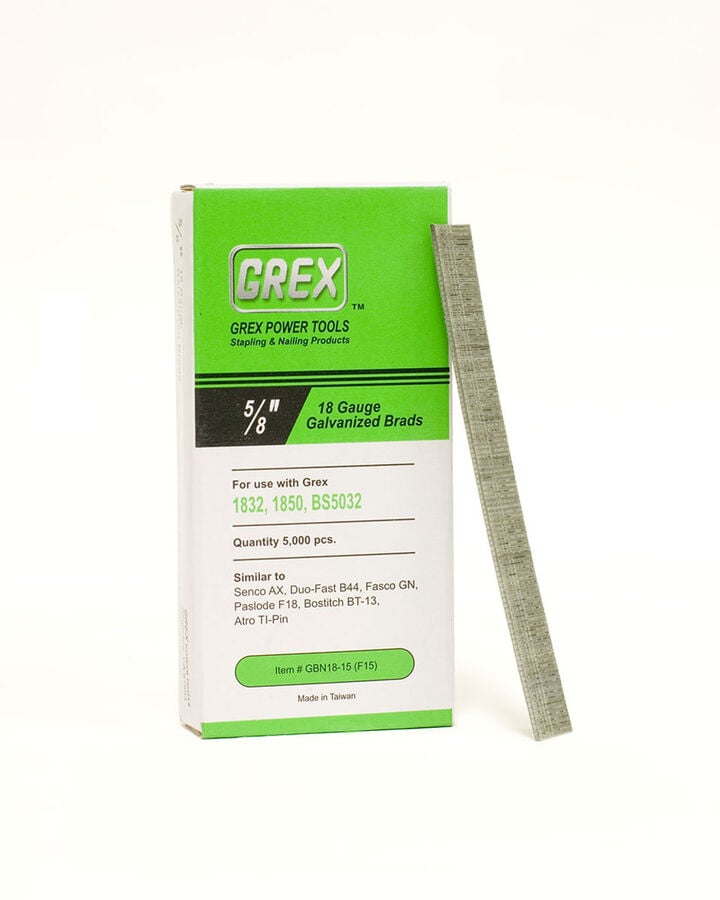 Grex Power Tools 5/8in 18 Gauge Brad Nails Galvanized 5000qty