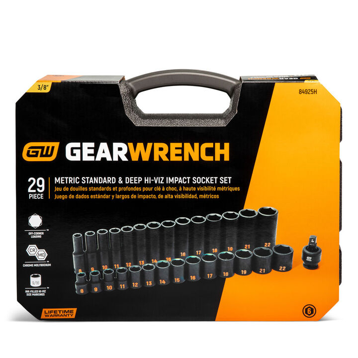 GEARWRENCH 3/8 Inch Drive 6 Point Metric Hi-Viz STD/DP Impact Socket Set 29 Pieces, large image number 3
