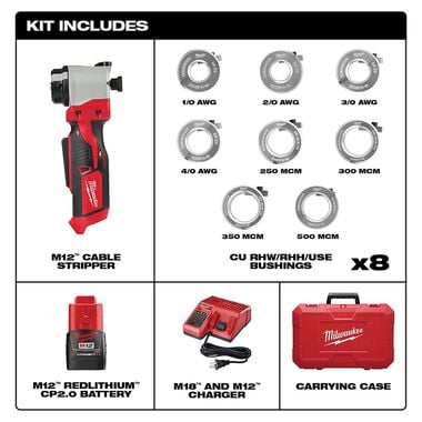 Milwaukee M12 Cable Stripper Kit for Cu RHW / RHH / USE, large image number 1