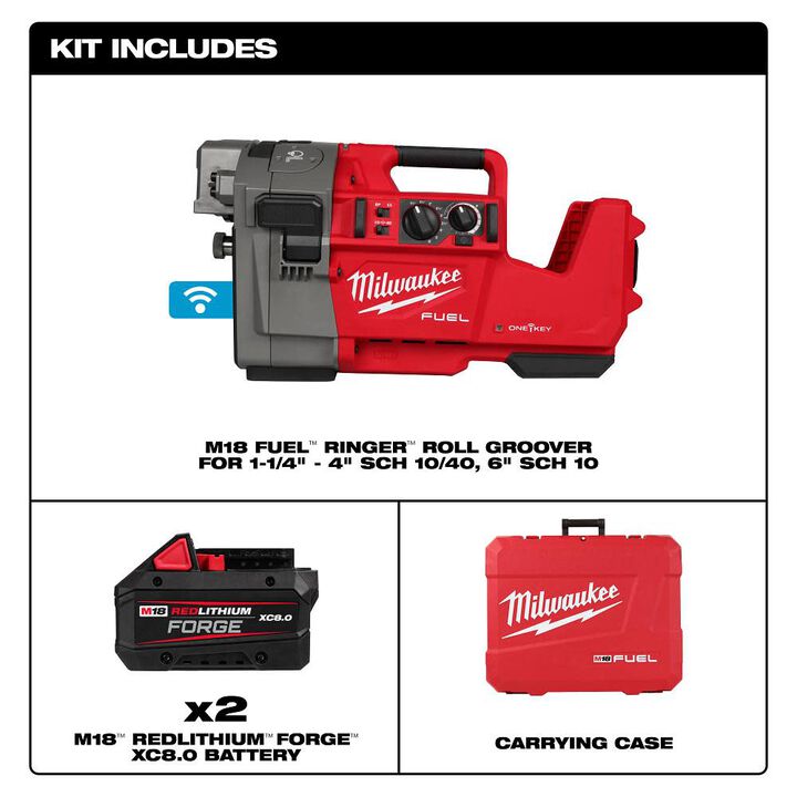 Milwaukee M18 FUEL RINGER Roll Groover Kit for 1-1/4 Inch - 4 Inch Sch 10/40, 6 Inch Sch 10, large image number 10