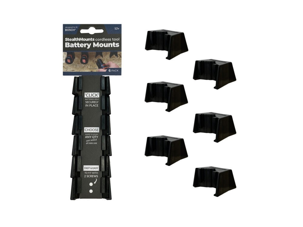 Stealthmounts Battery Mounts for Bosch 10.9/12v 6pk Black, large image number 1