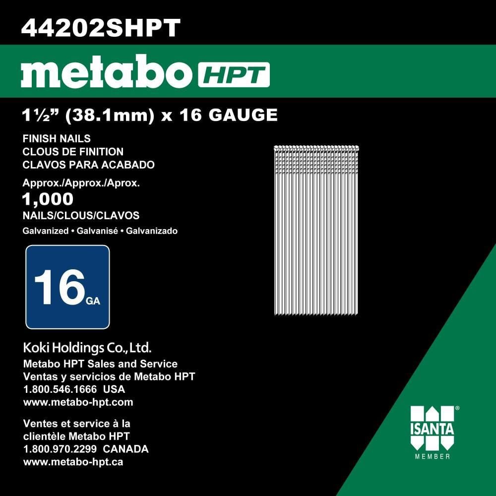 Metabo HPT 1 1/2in 16 Gauge Straight Finish Nails 1000qty, large image number 3