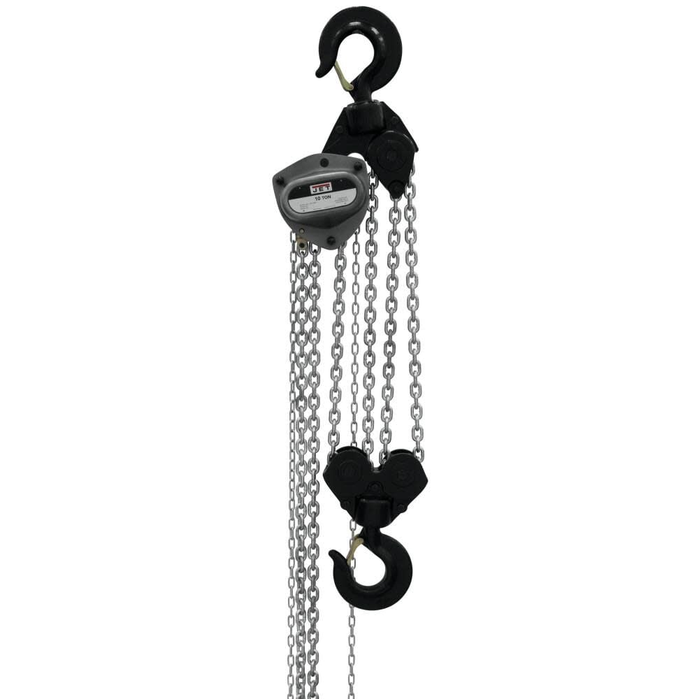 JET L100-1000WO-20 10 Ton Hand Chain Hoist 20 Ft. Lift with Overload Protection – 209120