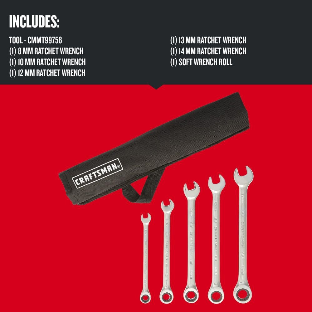 CRAFTSMAN Metric Ratcheting Wrench Set, 5 Piece, large image number 2