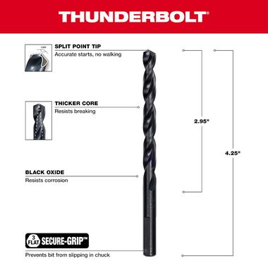 Milwaukee 9/32 In. Thunderbolt Black Oxide Drill Bit, large image number 2