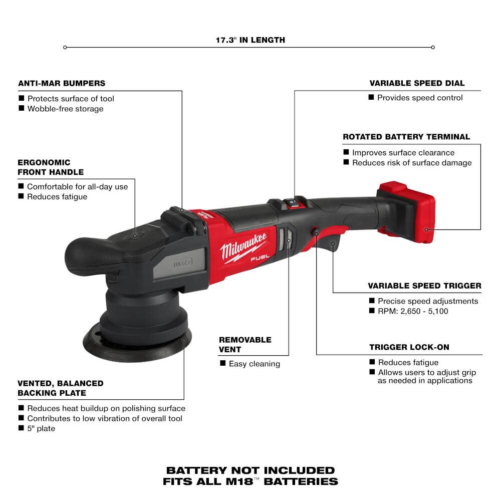 Milwaukee M18 Fuel 15mm Random Orbital Polisher Reconditioned Bare Tool 2684 80 Sansujyuku sansujyuku.com
