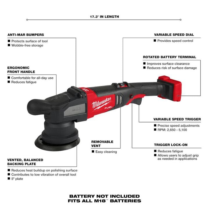 Milwaukee M18 FUEL 15mm Random Orbital Polisher Reconditioned (Bare Tool), large image number 2
