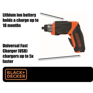Black and Decker V Max Cordless Screwdriver With Picture-Hanging Kit