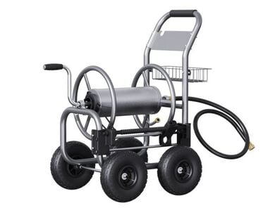 Giraffe Tools Hand Powered Industrial Hose Reel Cart with 4 Wheels