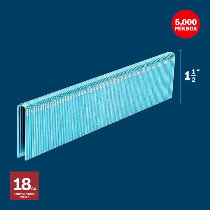 Bosch 1-1/2 Inch 18 Gauge Narrow Crown Staples, 5000 Count, large image number 1