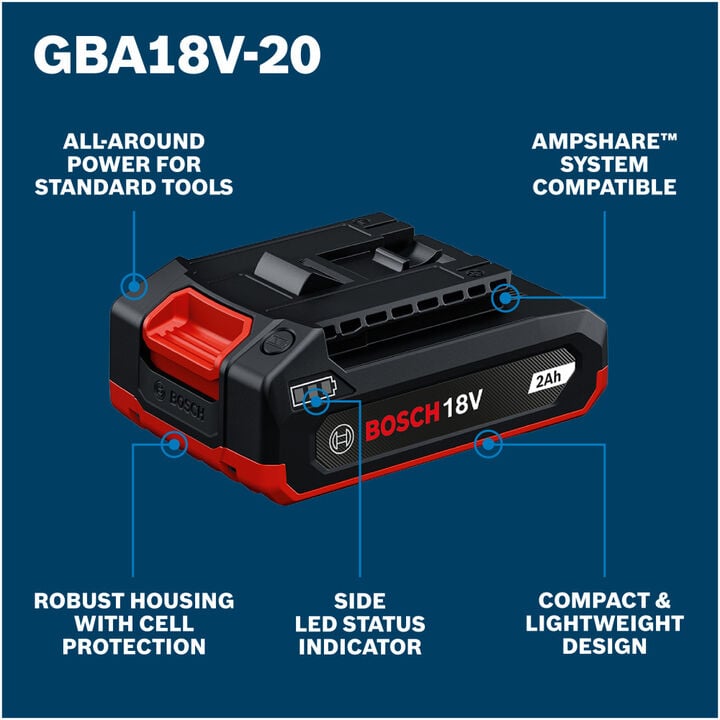 Bosch 18V Lithium-Ion 2 Ah Battery, large image number 1