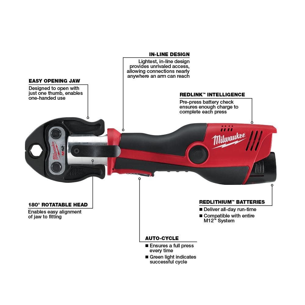 Milwaukee M12 Press Tool Kit No Jaws Reconditioned, large image number 5