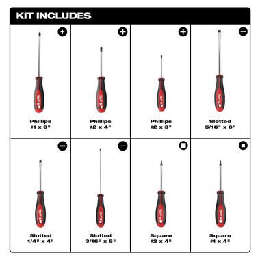 Milwaukee 8pc Screwdriver Kit with Square, large image number 1