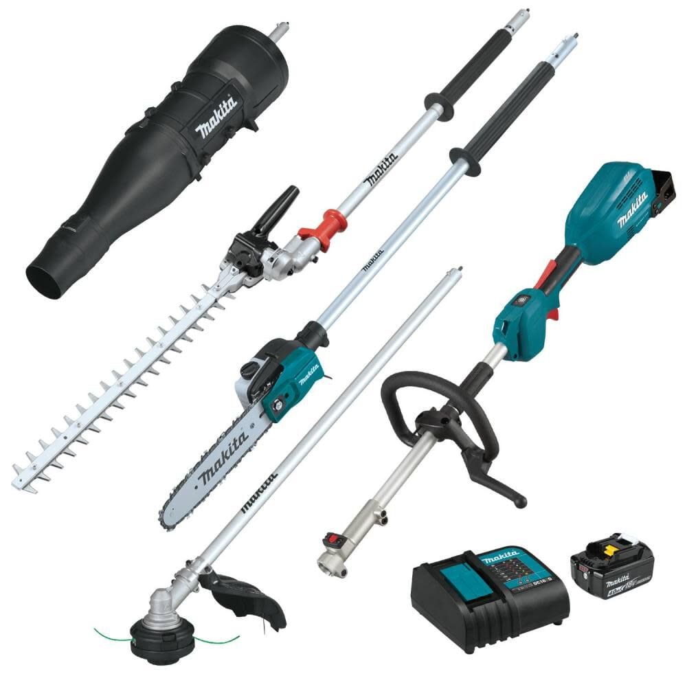 Makita 18V LXT Brushless Couple Shaft Power Head Kit with String Trimmer, Pole Saw, Art. Hedge Trimmer & Blower Attachments (4.0Ah) - XUX02SM1X6