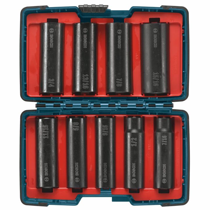 Bosch 1/2 Inch Drive Deep Well Impact Socket Set 9-Piece