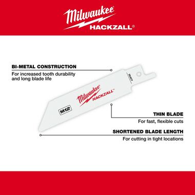 Milwaukee M12 HACKZALL Bi-Metal Blade - Duct 5PK, large image number 4