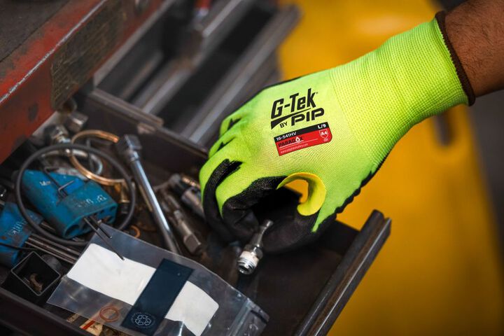Protective Industrial Products G-Tek Paradox Hi-Vis A4 PU Cut Resistant Gloves Large, large image number 1