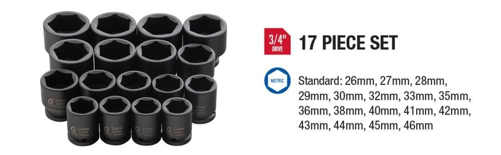 Sunex 3/4 In. Metric Heavy Duty Impact Socket Set 17 pc., large image number 7