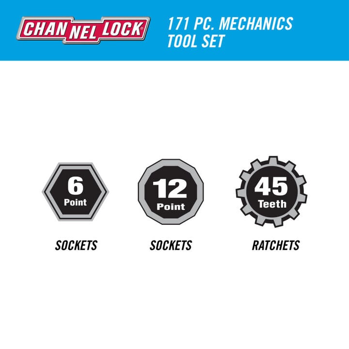 Channellock Mechanics Tool Set with Molded Case, 171 Pieces, large image number 2