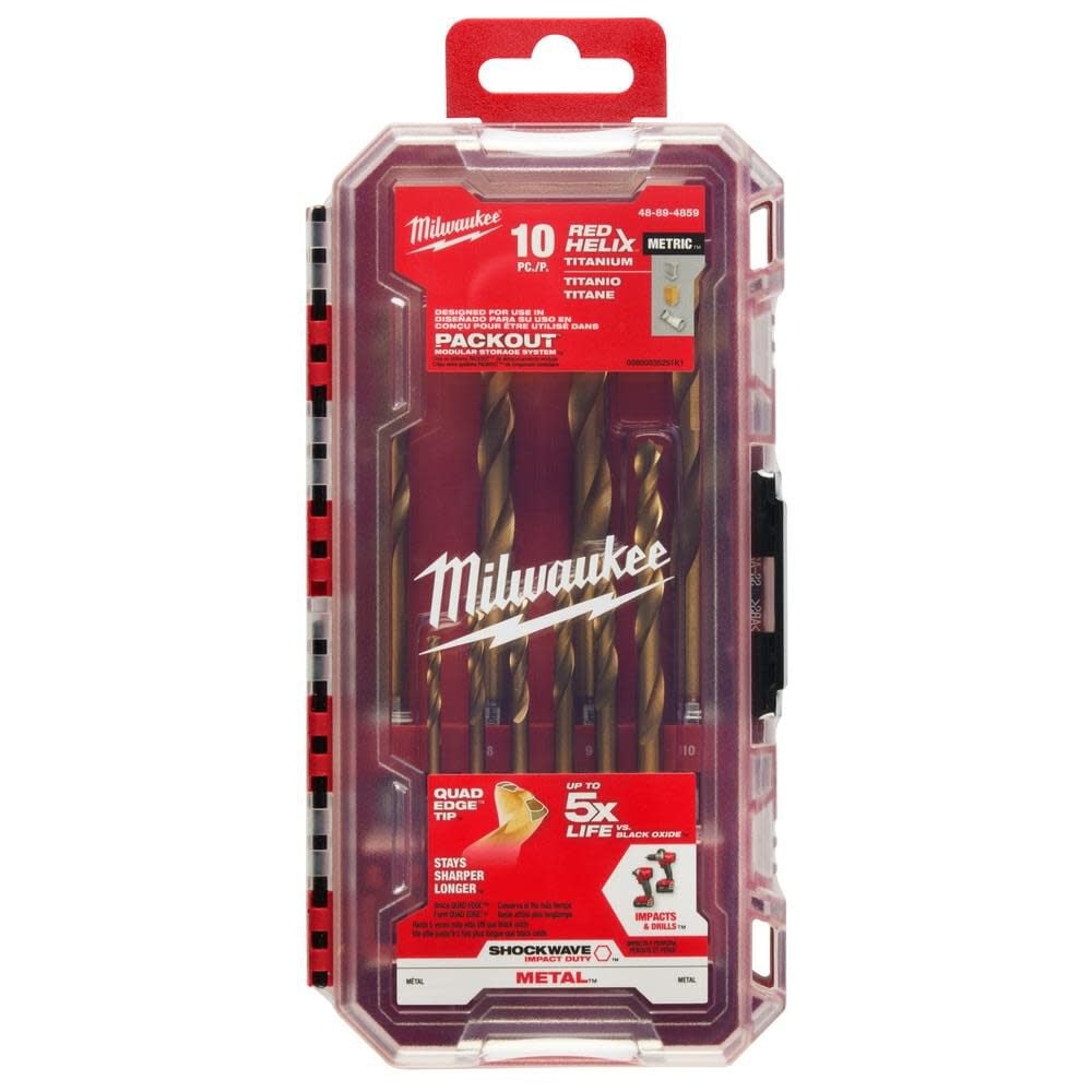 Milwaukee 10-Piece Metric Titanium SHOCKWAVE Red Helix Drill