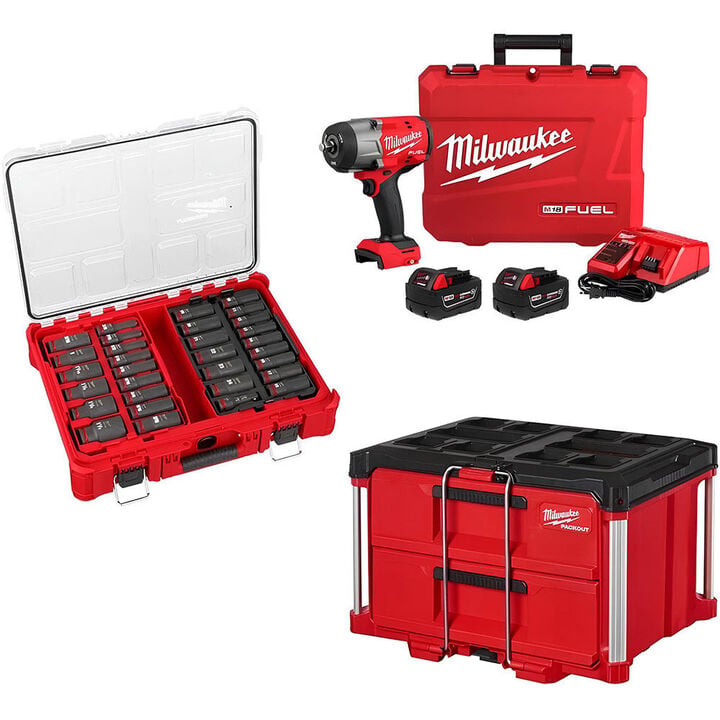 Milwaukee M18 Wrench Kit, 31-Piece Socket Set , 2-Drawer Tool Box Bundle, large image number 0