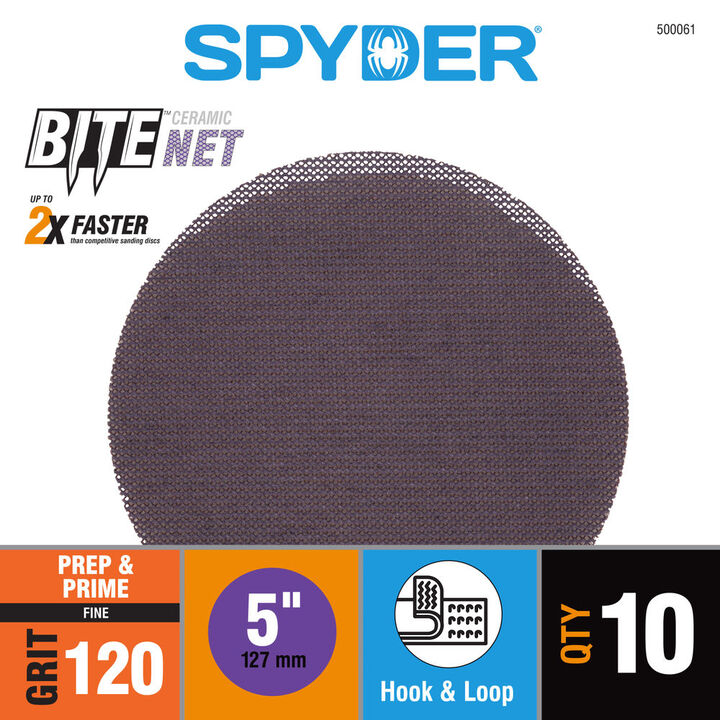 Spyder 120 Grit Ceramic Sanding Discs, Ceramic Net, 5 Inch Hook & Loop 10 Pieces, large image number 2