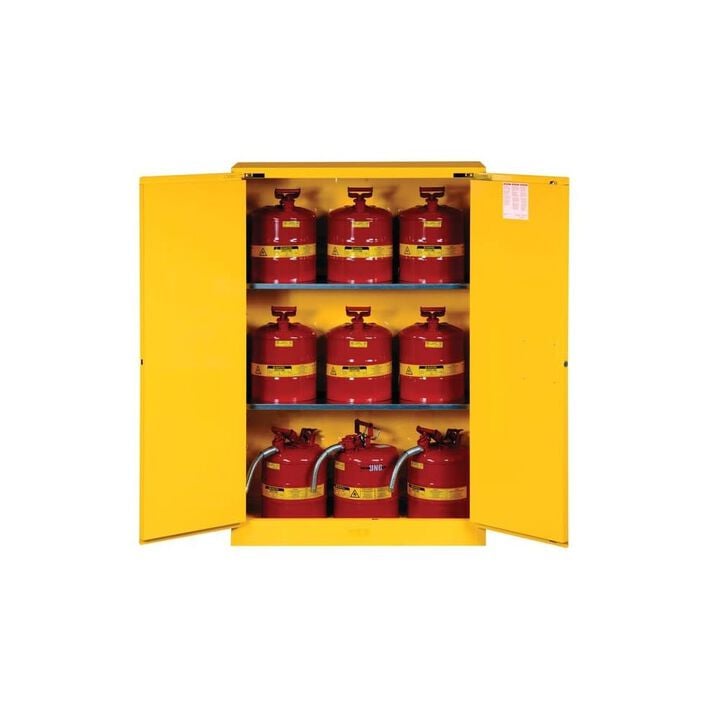 Justrite 45 Gallon Yellow Self Close Flammable Cabinet, large image number 6