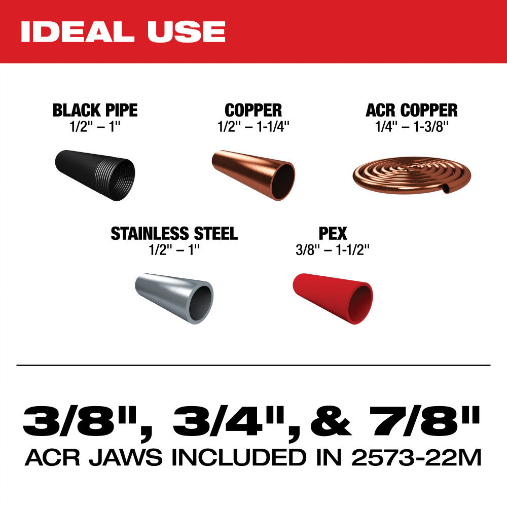 Milwaukee M12 FORCE LOGIC Press Tool Kit with ONE KEY with 3/8 Inch, 3/4 Inch, & 7/8 Inch Streamline ACR Press Jaws, large image number 2