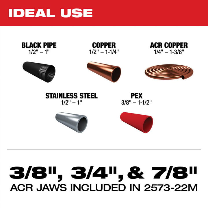 Milwaukee M12 FORCE LOGIC Press Tool Kit with ONE KEY with 3/8 Inch, 3/4 Inch, & 7/8 Inch Streamline ACR Press Jaws, large image number 1