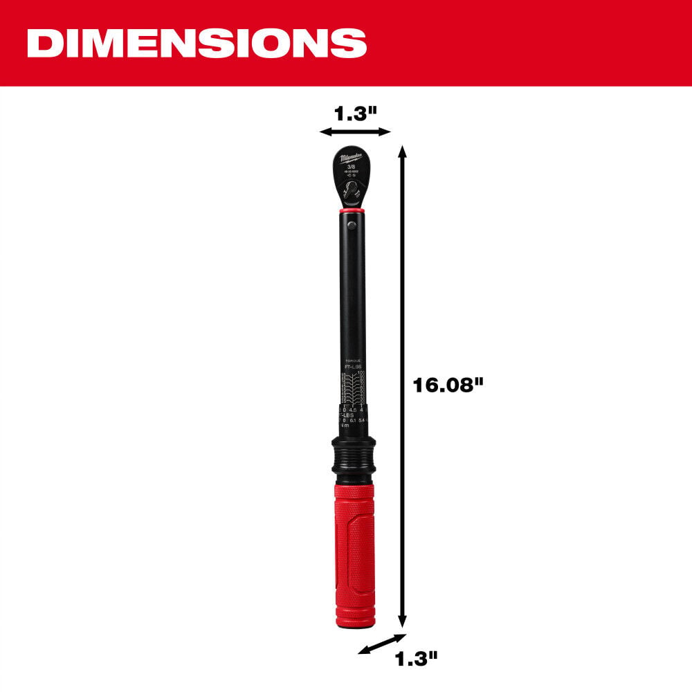 Milwaukee 3/8 Inch Drive Click Torque Wrench 20-100 Ft-Lbs, large image number 6