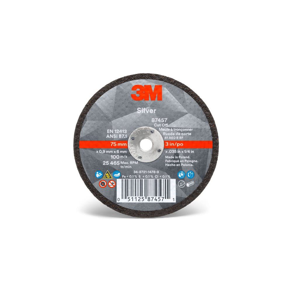 3M 3 x 0.035 x 1/4 in Type 1 Silver Cutoff Wheel 87457M Acme Tools