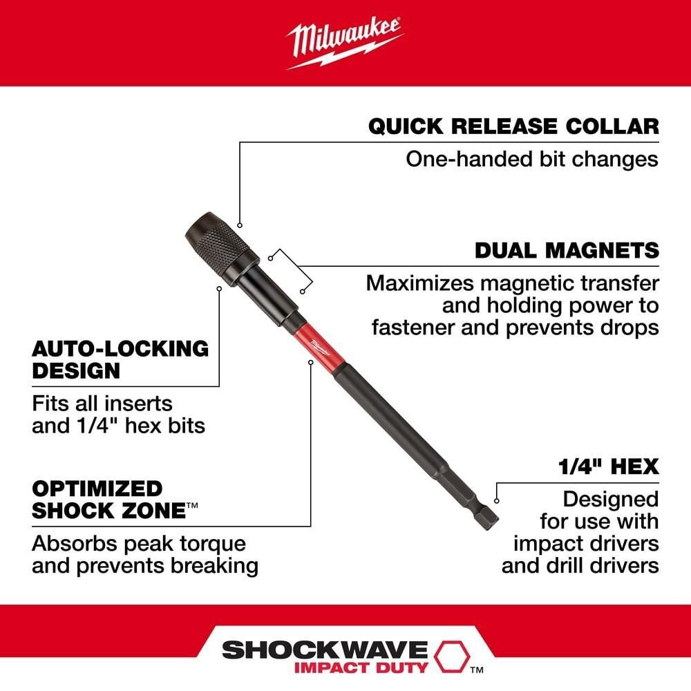 Milwaukee SHOCKWAVE 12 in. Impact Locking Bit Holder, large image number 2