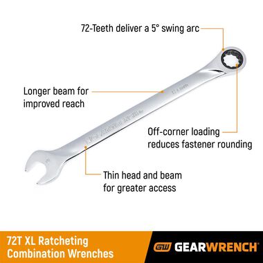 GEARWRENCH XL Ratcheting Combination SAE Wrench Set 13pc 12pt, large image number 8
