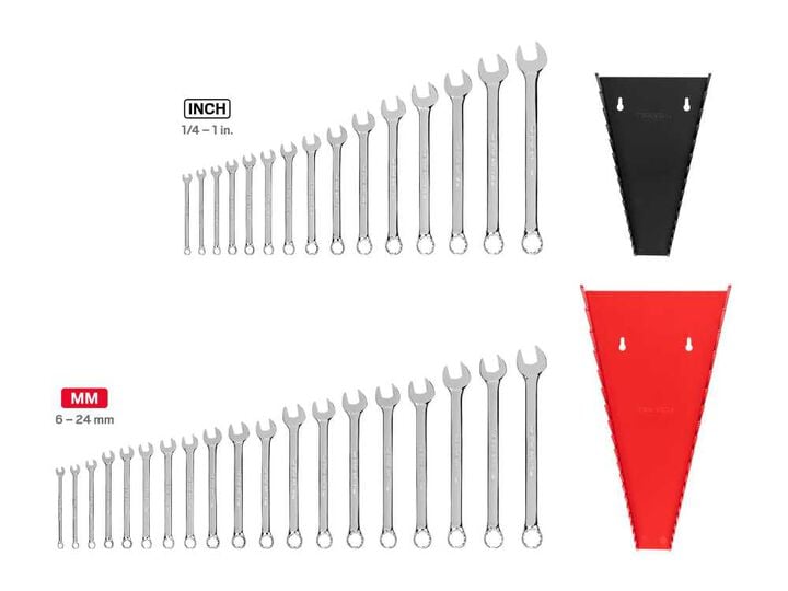 Tekton Combination Wrench Set with Rack, 34 Pieces (1/4 - 1 Inch, 6 - 24 mm), large image number 2