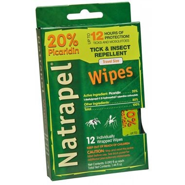 Bens Natrapel Picaridin Insect Repellent Wipes - 12 Individually Wrapped Wipes