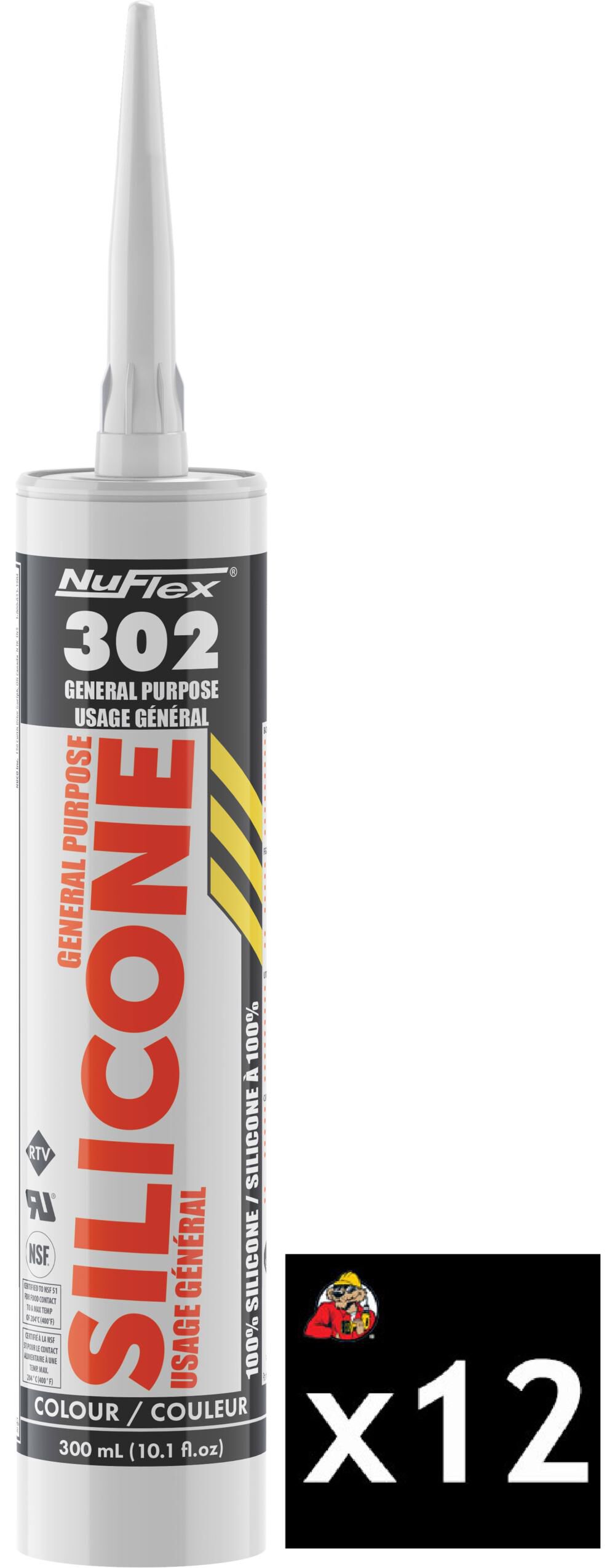 Nuflex 10.1 Oz Clear 83 Ml Squeeze Tube General Purpose Silicone Sealant Pack of 12, large image number 1
