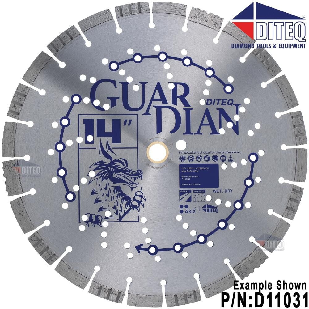 Diteq Guardian 14 Inch Super Premium Segmented Turbo Rim Diamond Blade for Asphalt and Green Concrete – D11031